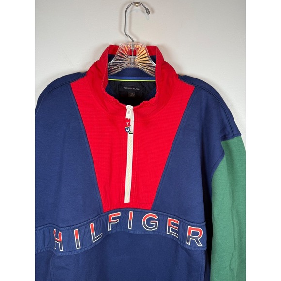 Vintage Tommy Hilfiger Anorak Pullover Sweatshirt, Kangaroo Pocket, Size XXL - Picture 6 of 9
